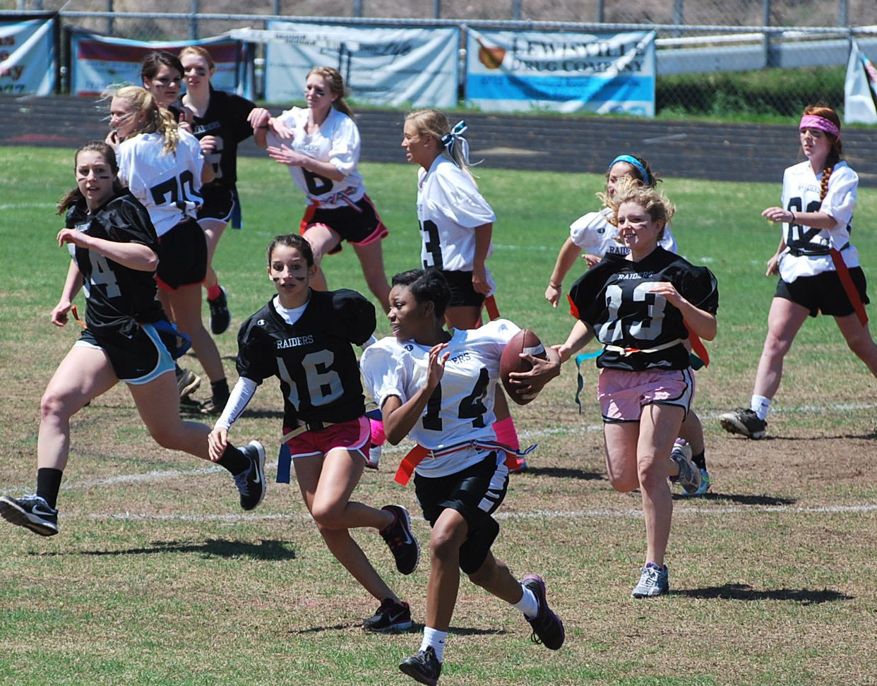 Powder Puff makes a return to Reagan this year. Above, girls participated in the 2013 Powder Puff. 