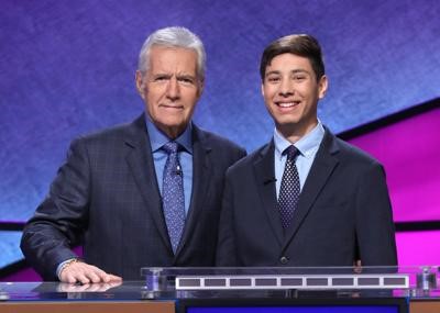 Kapileshwari poses with Jeopardy host, Alex Trebek. Kapileshwari will be in the semifinals of the Teen Tournament. 