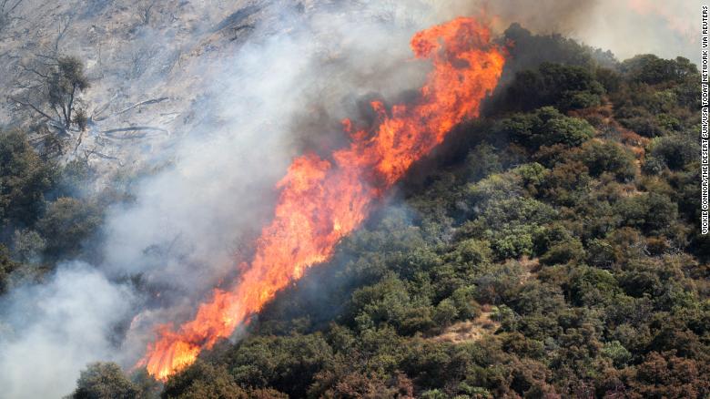 Image from CNN. The photo is the El Dorado Fire in the San Bernardino National Forest near Oak Glen, California

