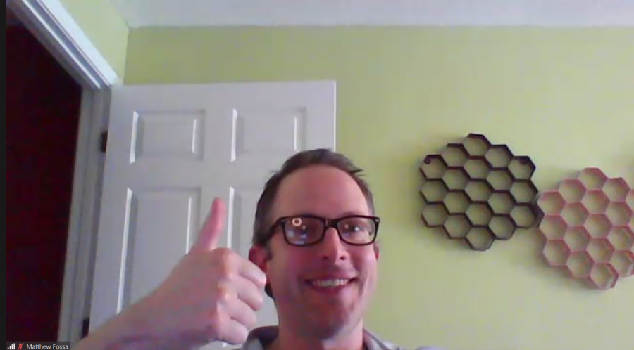 Matthew Fossa receives a rating of  6/10 for his zoom background. During online learning, students have gotten a sneak peak into some of their teachers homes.