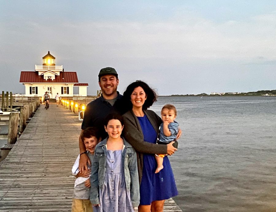 Coach Jay Callahan with his wife Katie and three children. 