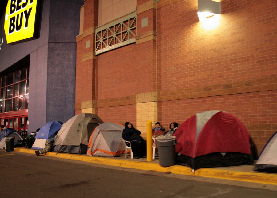 Best Buy #281 - The Night Before Black Friday by Croixboy is licensed under CC BY-NC 2.0
Some people can take things to extremes on Black Friday. Instead of waking up early, people have been known to camp outside of stores the night before in order to be the first to arrive and claim the deals.