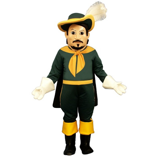 The original mascot for Reagan, pictured above, to some, resembled a pirate more than a raider. It was discarded in the mid-2010s due to clunkiness and reluctance from anybody to put the time and energy into wearing it.