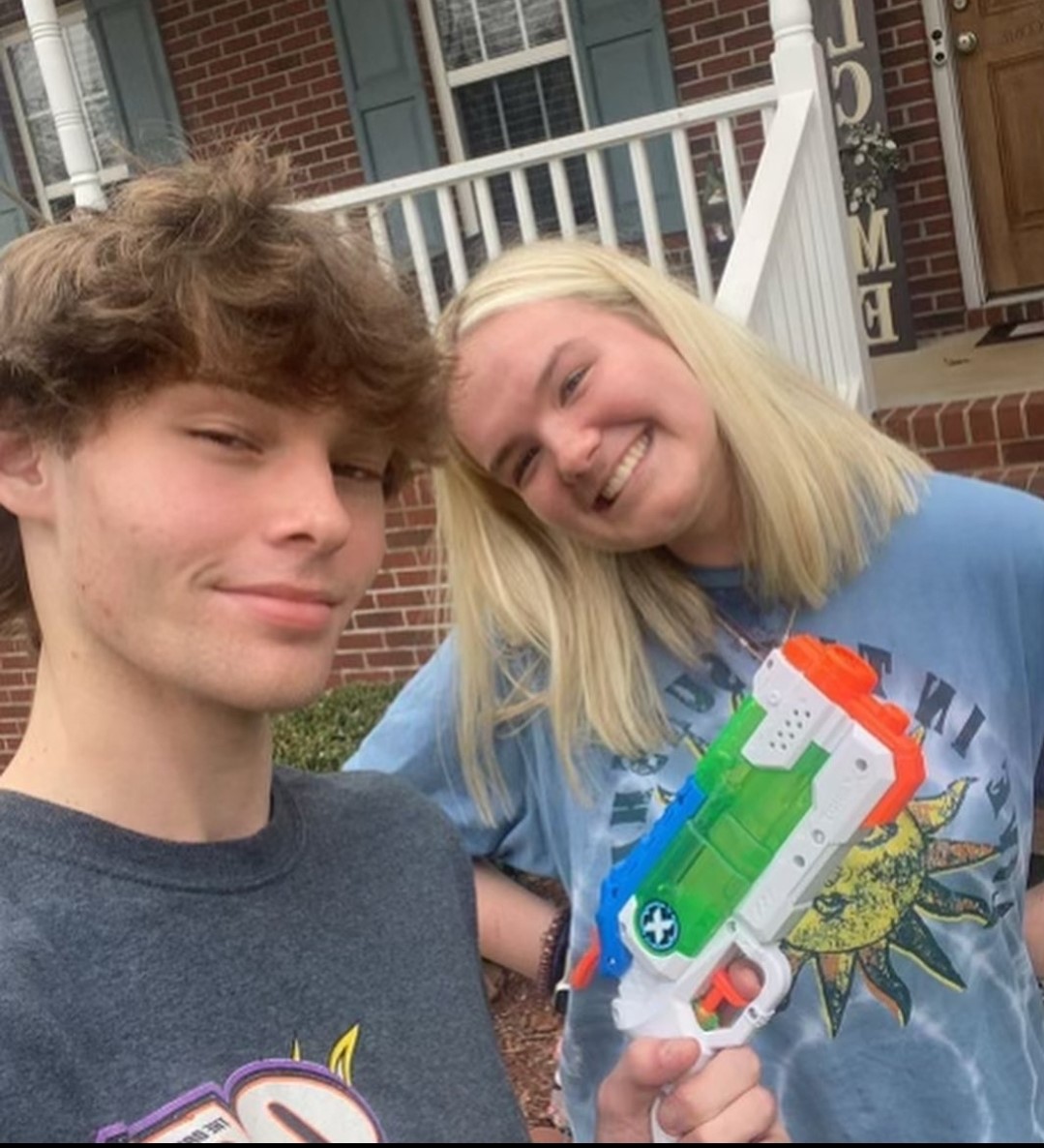 Tanner Higgins eliminates Delaney Potts. Senior assassins is the annual game for the graduating class where seniors eliminate their fellow assassins until the last assassin is standing. 